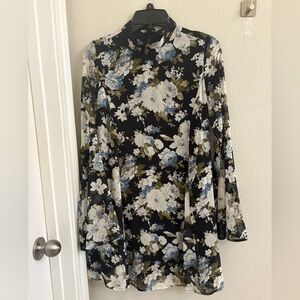 Lulu's bell sleeve floral mock neck dress